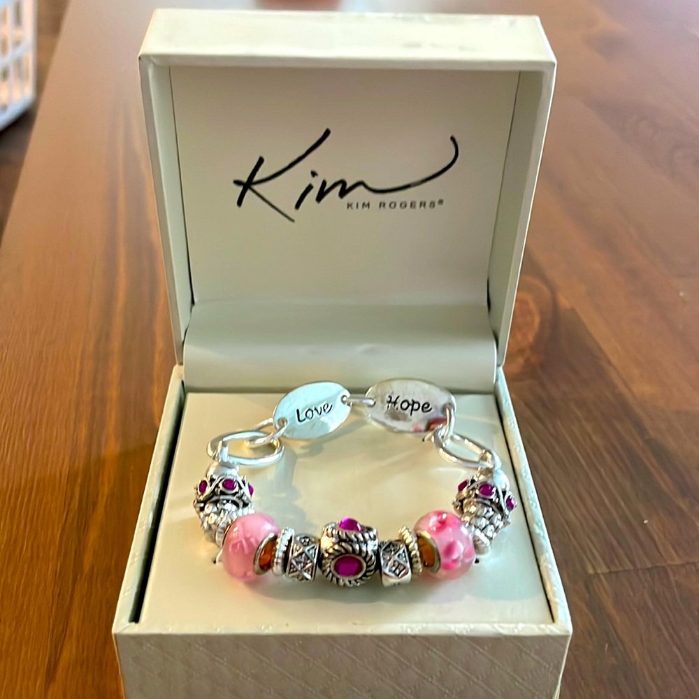 Silver plated “love” and “hope” charm Bracelet by Kim Rogers